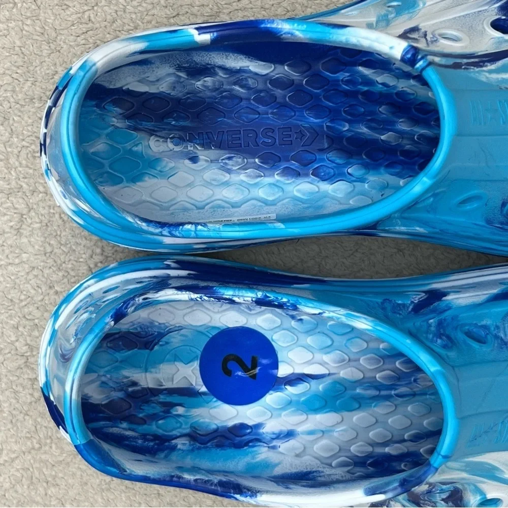 NEW Converse Chuck Taylor All Stars EVA Foam Slip On Sneaker Kids 2 Tie Dye Blue